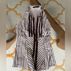 Zara Brown and White Striped Sleeveless Top